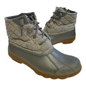 Sperry Top Sider Quilted Waterproof Rubber Duck Boots Gray 8